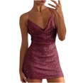 thumbnail image 1 of Puntoco Vestidos Mujer Verano Mujer Color Sólido Lentejuelas Vestido Con Cuello En V, 1 of 8