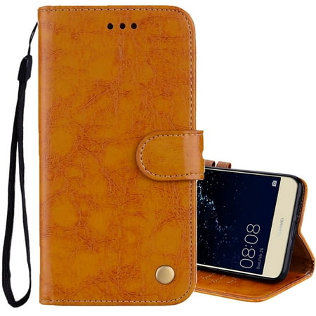 For Huawei P10 Lite Business Style Oil Wax Texture Horizontal Flip Leather Case with Holder & Card