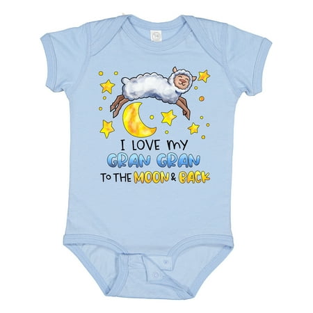 

Inktastic I Love My Gran Gran to the Moon and Back Cute Sheep Gift Baby Boy or Baby Girl Bodysuit