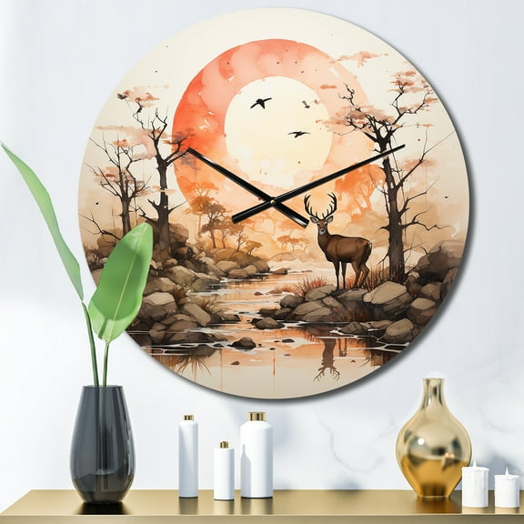 Designart "Africa Creatures Simplified Artistry" Animals Oversized Wall Clock
