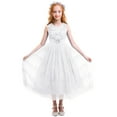 thumbnail image 5 of IBTOM CASTLE Girls Flower Vintage Lace Princess Long Dress for Kids Tulle Pageant Formal Party Wedding Floor Dance Evening Gown 11-12 Years White, 5 of 8