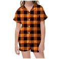 thumbnail image 2 of MIASHUI Pyjama pour Enfants Filles Garçons Doux Confortable à Carreaux Ensemble 2 Pcs, Orange, 6-7 Ans, 2 of 4