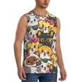 thumbnail image 2 of Bixox Men's Cute Cat Cartoon Printed Shirt Sleeveless Fitness Tank Top-X-Large, 2 of 7