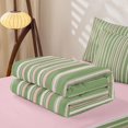 thumbnail image 5 of Castle Fairy Geometric Vertical Stripe Zipper Full Size Comforter Sets with Fitted Sheet and 2 Pillowcases,Minimalist Thin Line Zipper Bedding Set,Sage Pink White,Reversible, 5 of 7