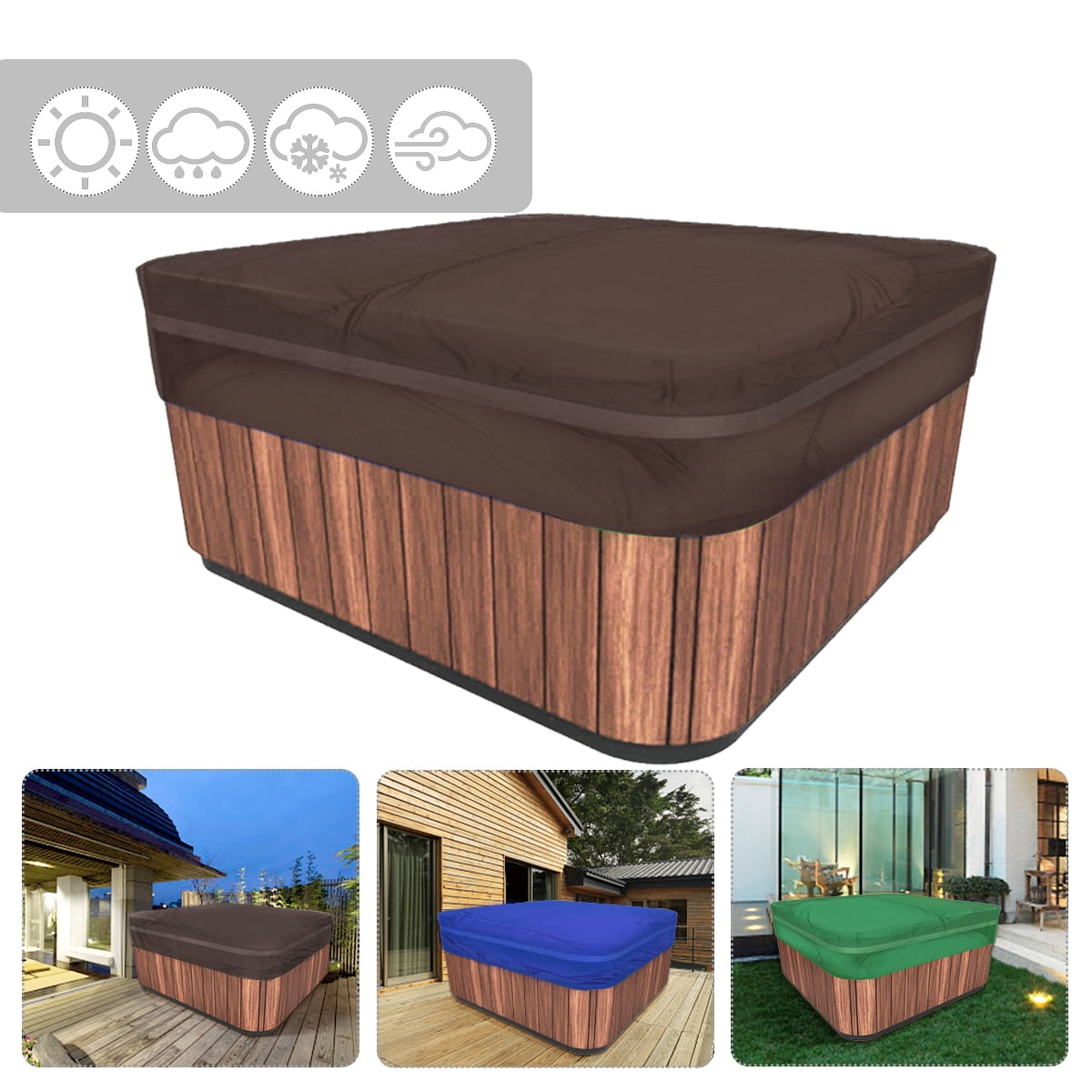 Square Outdoor Hot Tub Spa Cover Cap Guard Waterproof Dust Protector Weather 