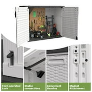 Patiowell 26 Cu.FT Outdoor Storage Shed with Floor, Lockable & Waterproof Horizontal Resin Cabinet for Patio Tools, White