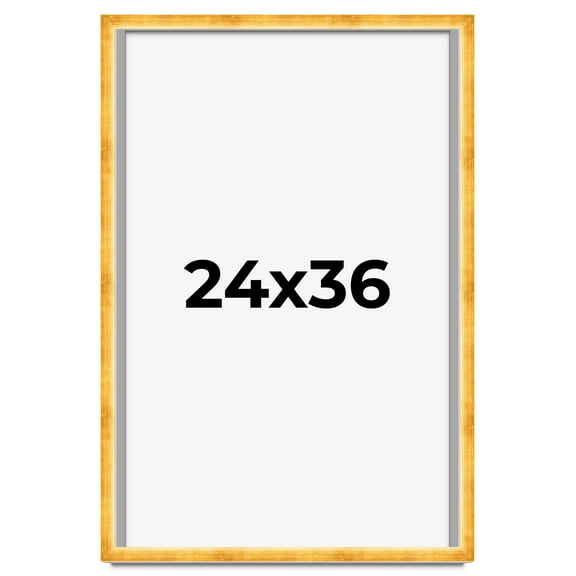 24x36 Shadow Box Frame Gold | 1.625 Inches Deep Real Wood Traditional Shadowbox Display Frame | UV