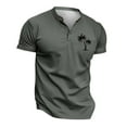 thumbnail image 4 of Men's Henley T-Shirts Summer Stylish Palm Tree Print Button Up Short Sleeve Tees Classic Muscle Fit Athletic Pullover Tops Z001-Grey XXL, 4 of 4