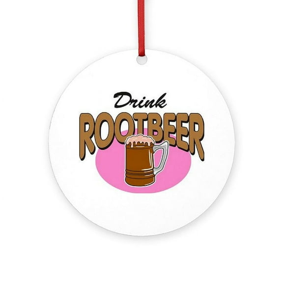 CafePress - Drink Rootbeer - Round Wood Ornament 4"