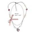 thumbnail image 5 of Collar con cuentas de corazón y lazo Yuxing, color Rosa, 5 of 5