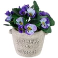 thumbnail image 3 of Northlight Pansy Artificial Floral Arrangement in "Flowers & Garden" Pot - 6" - Purple and Blue, 3 of 6