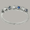thumbnail image 3 of LBG British Made Traditional Solid 10k White Gold Ring with Natural Diamond & Sapphire Womens Eternity Ring - 33 size options - Size 4.25, 3 of 9