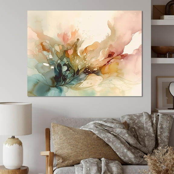 DESIGN ART Designart "Delicate Floral Impressions Ii" Floral Wall Art Prints 32 in. wide x 24 in. high