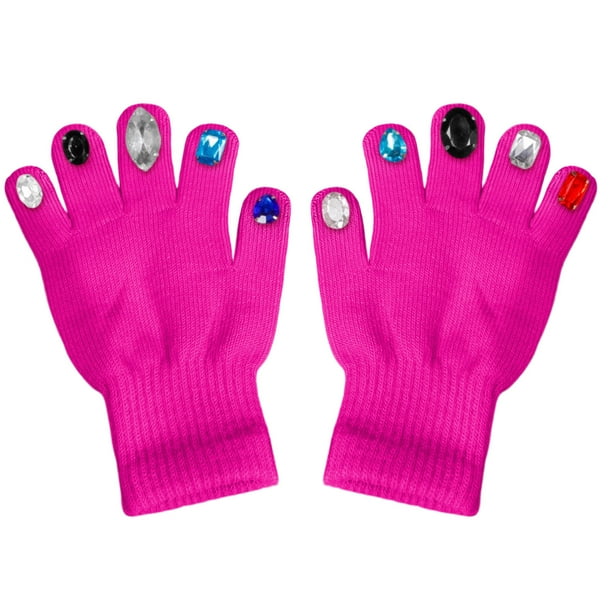 Guantes de Invierno Tejidos, Adornos de Cristal de Colores Variados, Mitones de Ganchillo de Dedo Completo con Buena Elasticidad para Niñas, Niños, Mujeres