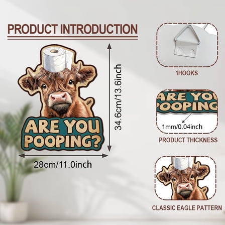 Vintage Highland Cow Metal Tin Sign 13.6x11 Inch Are You Pooping Retro Tin Sign Funny Farmhouse Cow Home Wall Art Plaque Decor Farm Animals Poster Decorations Gift for Home Garden Farm Garage