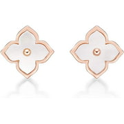 Mother of Pearl Flower Stud Earrings for Women in 925 Sterling Silver with Rose Gold Plating Post Back 12 mm by Lavari Jewelers