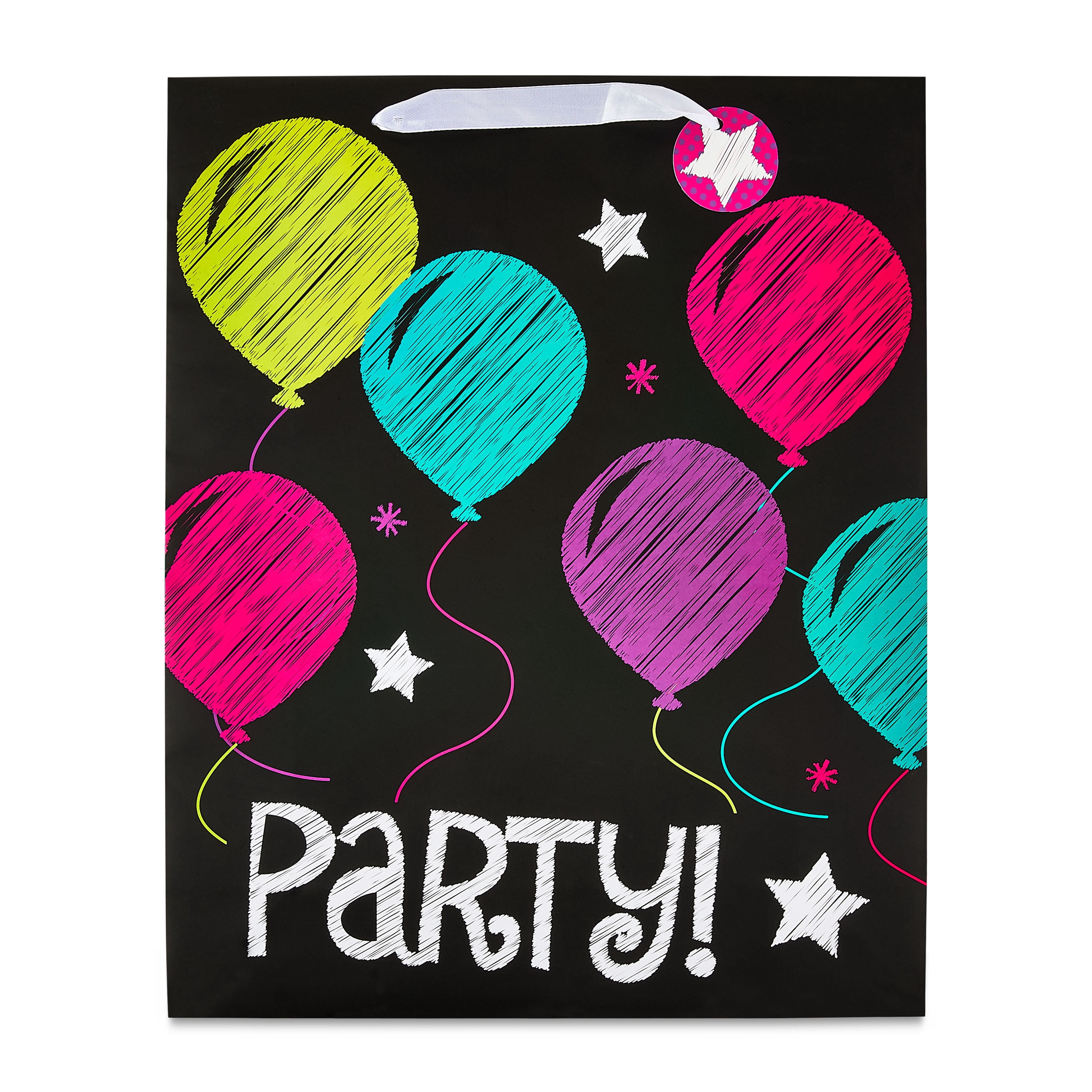Chalk Balloons Print Birthday Paper Gift Bag, 14.5" x 18", by Way To Celebrate