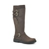 WHITE MOUNTAIN Shoes Women's Mazed Tall Shaft Boot, Wide Calf, Brown/Fabric, 6.5 M
