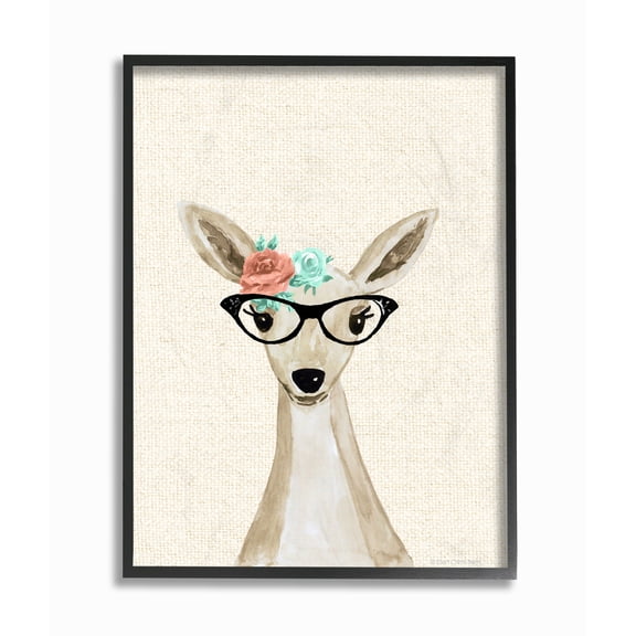 Stupell Industries  Woodland Deer W/ Glasses Framed Giclee Art 11 x 14