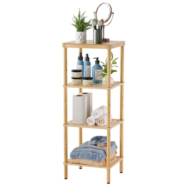 Estante para Baño AmazerBath de Bambú, 4 Niveles, Ahorrador de Espacio