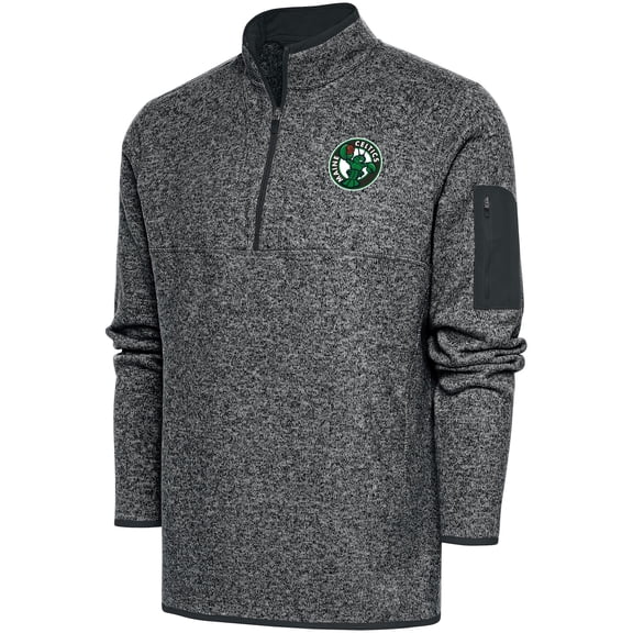 Men's Antigua  Charcoal Maine Celtics Fortune Quarter-Zip Pullover Jacket