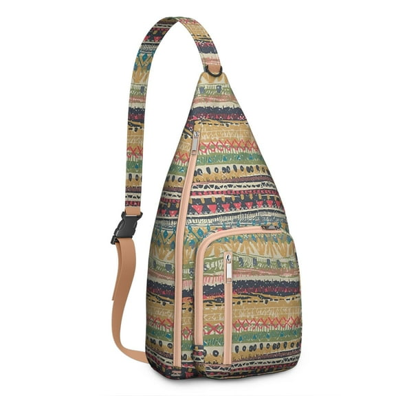 Vintage Inspired Crossbody Bag - Lightweight Durable Boho Chic Chest Pack with Adjustable Strap Earthy Tones for Women