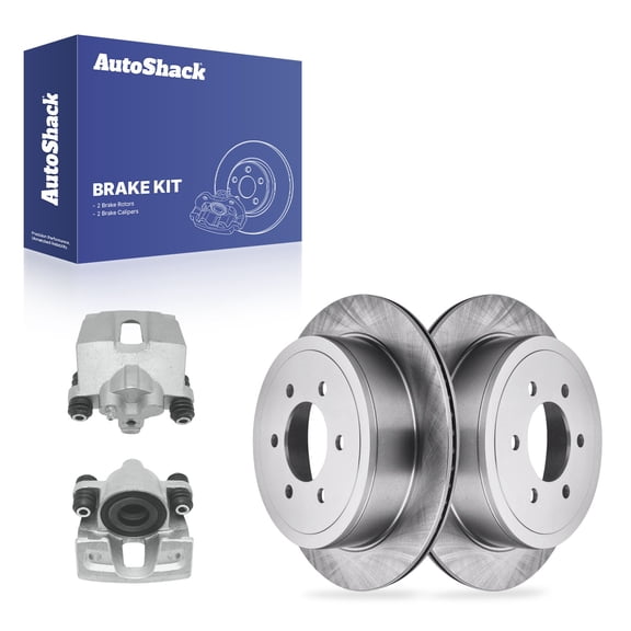 AutoShack Rear Vented Brake Rotors   Calipers 4-PC Brake Kit Replacement for 2004-2011 Ford F-150 2006-2008 Lincoln Mark LT 13.69" (347.8 mm)