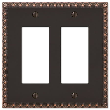 UPC: 0070686555514 | Amerelle Egg & Dart Double Rocker Cast Metal Wallplate in Aged Bronze