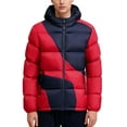 thumbnail image 4 of Hinvhai Men's Hooded Cotton Jacket Spring Winter Thickened Warm Windproof Casual Loose Sports Outerwear Red XL(XL), 4 of 5