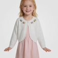 thumbnail image 3 of Afuyipoi Girls Lace Trim 100% Cotton Knit Bolero Cardigan Long Sleeve Top for Kids Size 1-8Y Summer Light Layering White Size 5T, 3 of 7