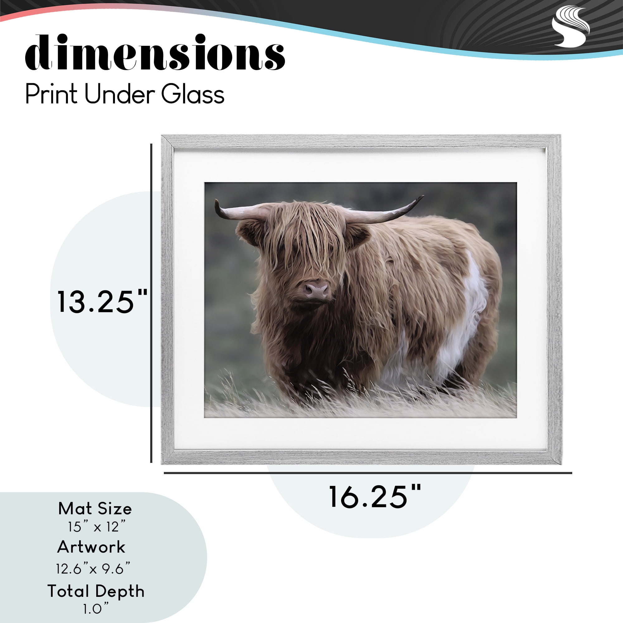 Stupell Industries Wandering Harry Highland Cattle Gray Framed Print Under Glass, design by Marcus Prime