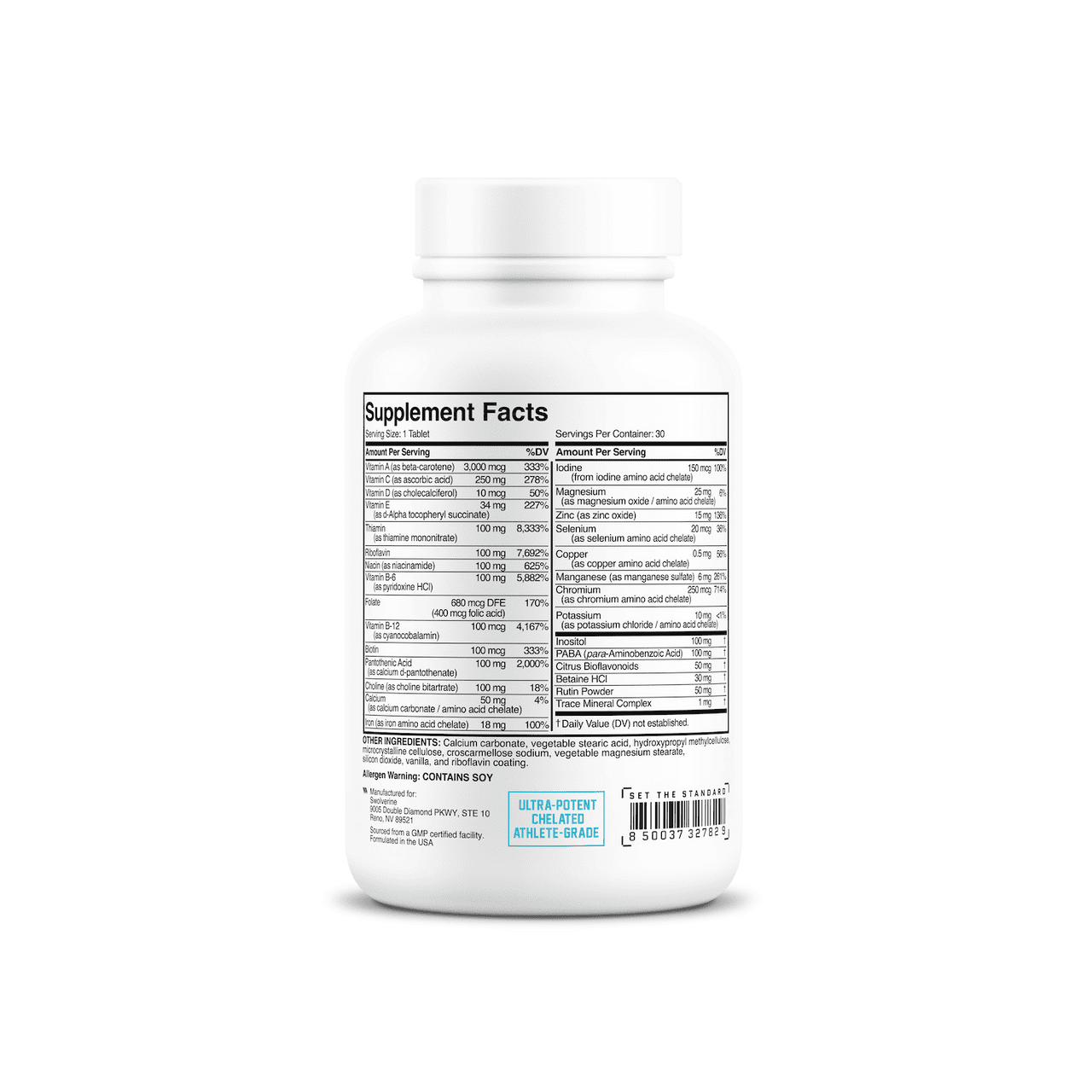 Multivitamin with Essential Vitamins & Minerals | Veggie Caps | 30 Servings