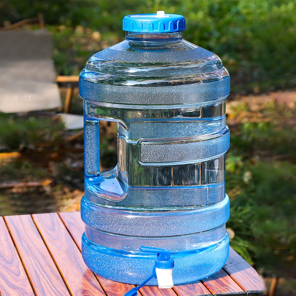 HBASD Pure Water Bucket with Spigot - 5 gal Portable Jug with Handle - Large Capacity Camping Water Storage for Outdoor Hiking (Blue)