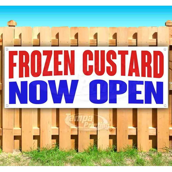 Frozen Custard Now Open 13 oz Vinyl Banner With Metal Grommets