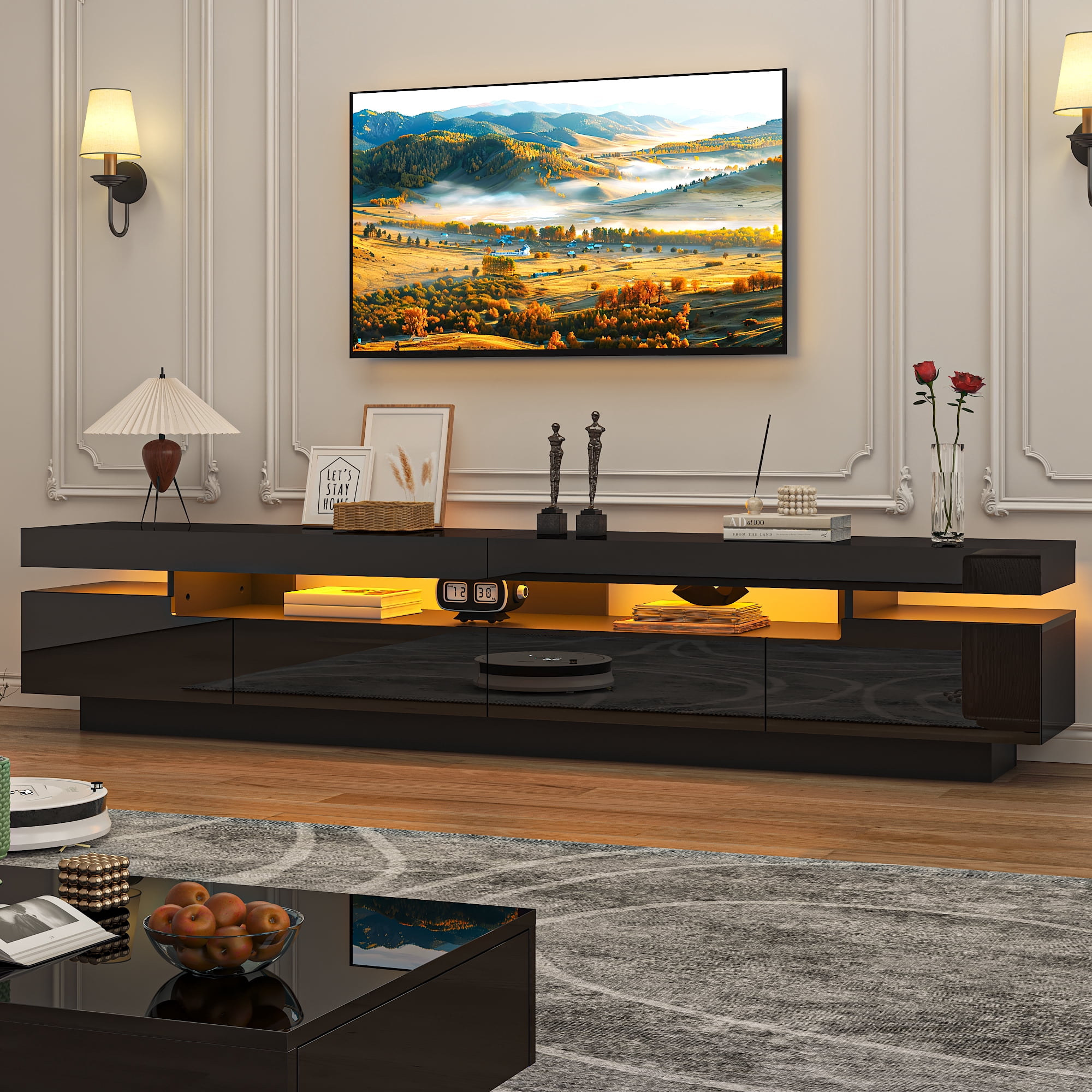 ChVans Glossy LED TV Stand for 55/65