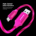 thumbnail image 5 of Powertek MFi-Certified Light-Up USB-A to Lightning Charging Cable, 5 ft, Pink, 5 of 7