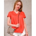 thumbnail image 3 of Dobulju Women's Short Sleeve V-Neck Loose Fit Slit Side Hem Basic T-Shirt With Plus Size, 3 of 3