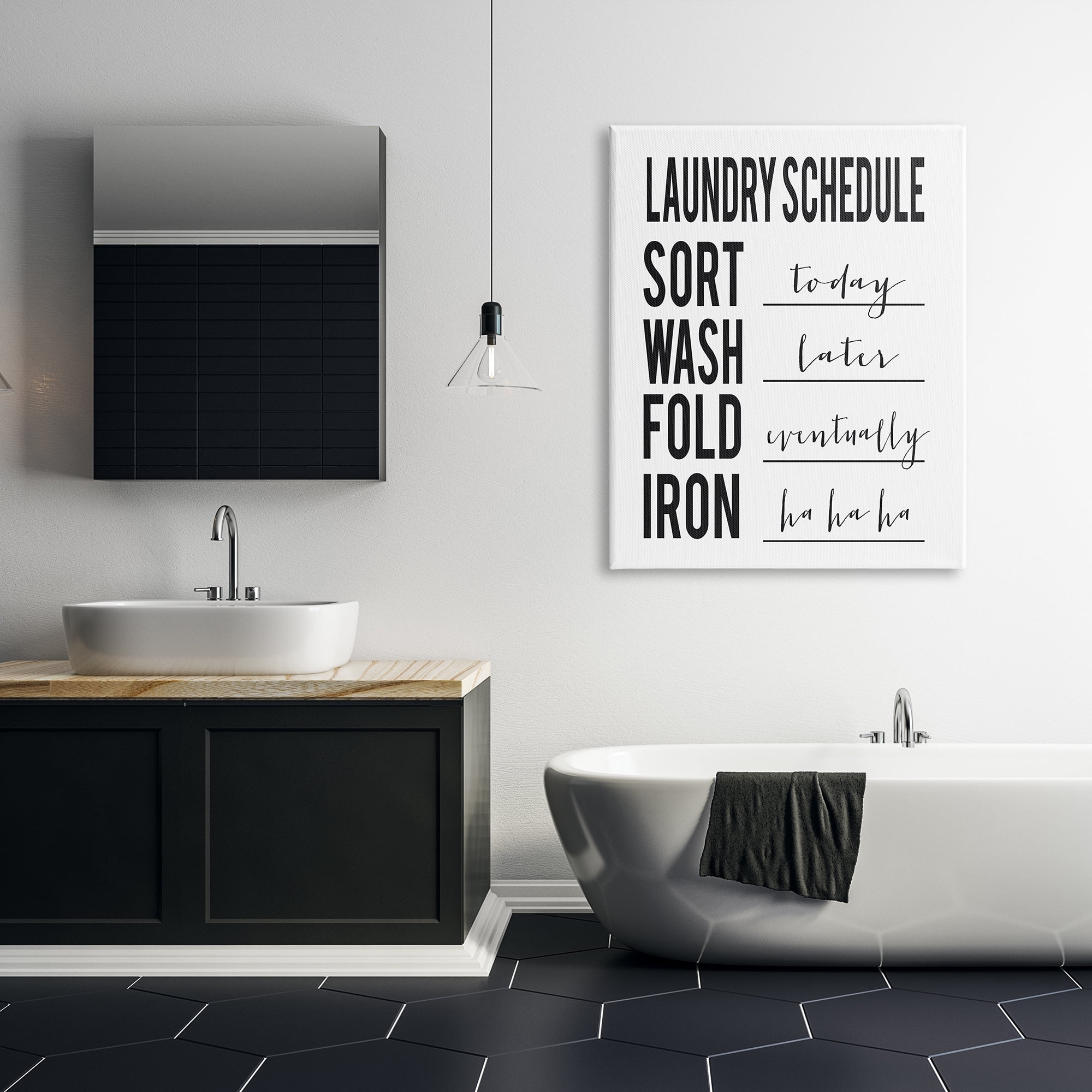 Stupell Industries Laundry Schedule Sort Today Wash Later Funny Phrases, 36 x 48, Designed by Lettered and Lined