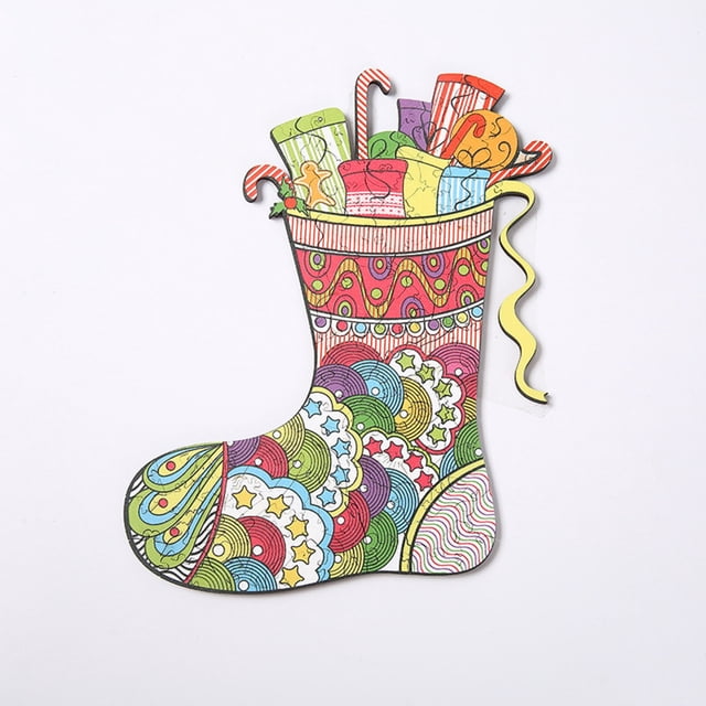 Teissuly Basswood Early Childhood Educational Puzzle Toy Christmas Stocking 111 Piece Wooden Puzzle Teissuly WER2023112002177