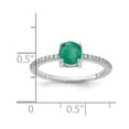 thumbnail image 2 of 925 Sterling Silver Rhodium Plated 1.0em Emerald and .12wt White Topaz Ring Size 7 Ring for Women, 2 of 2