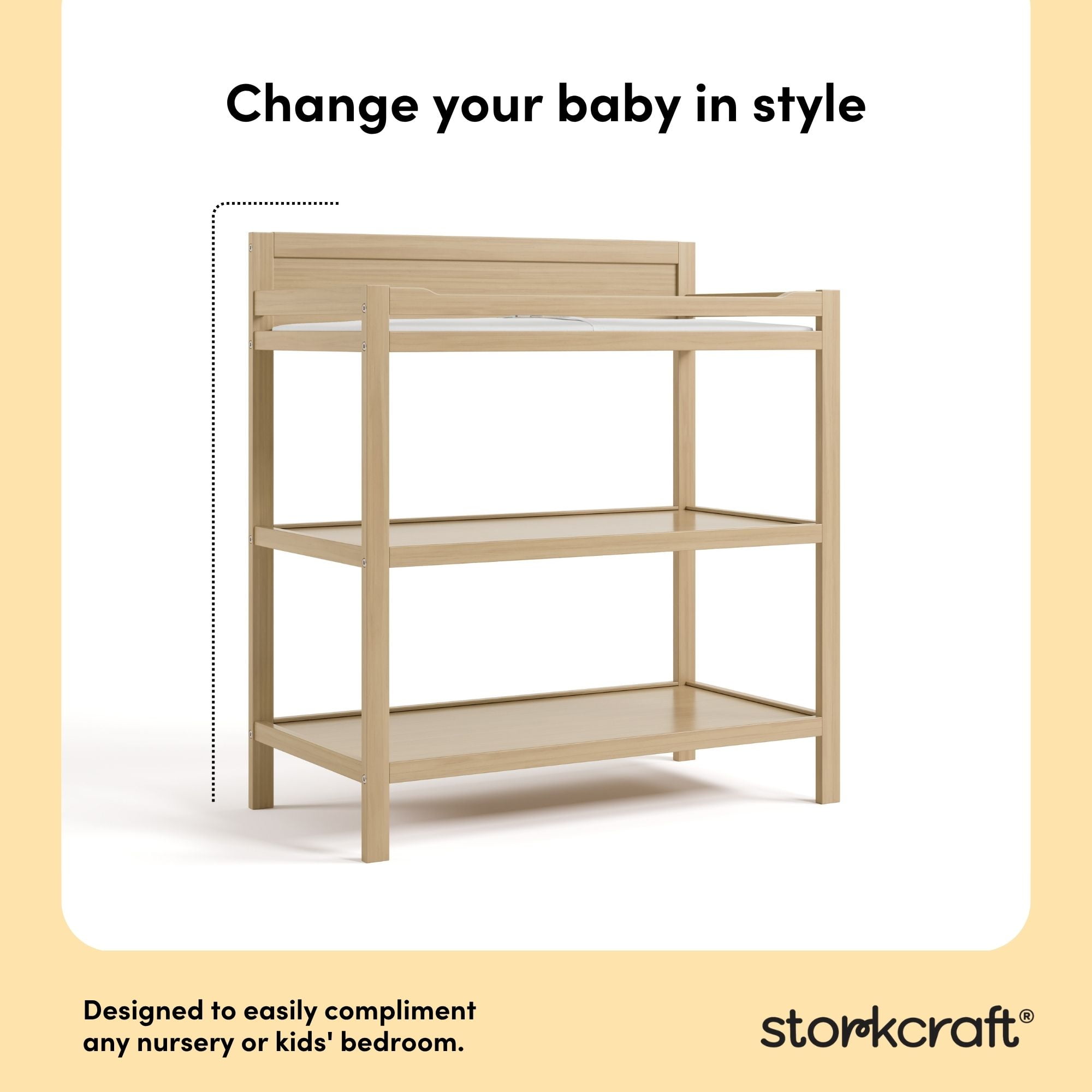 Storkcraft Alpine Infant Changing Table with Changing Pad, Driftwood