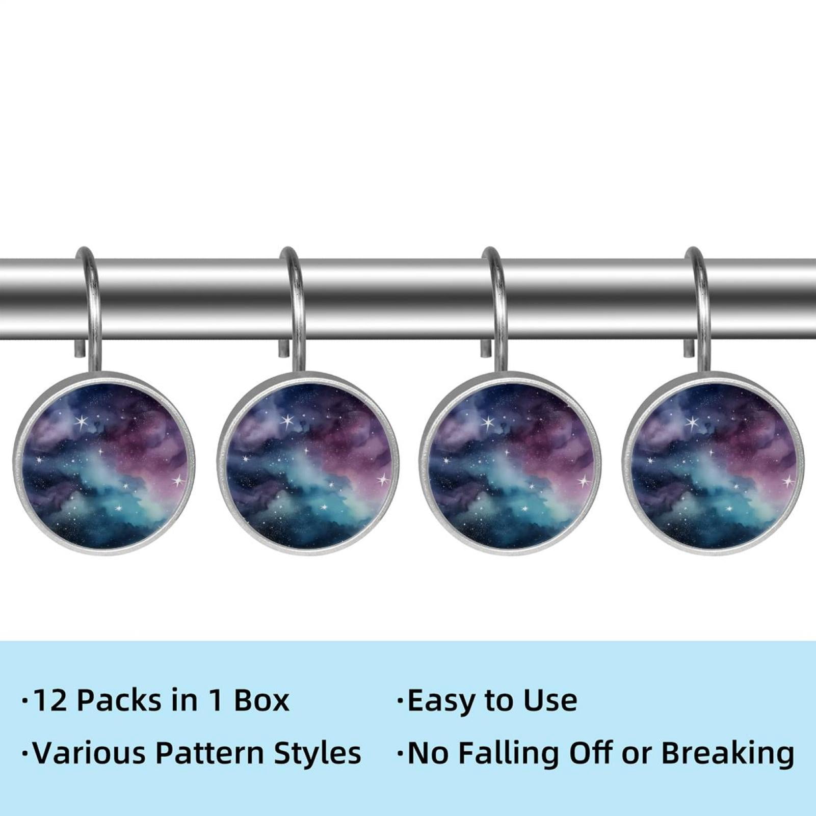 HemaKayy 12 Pcs Shower Curtain Hooks Bathroom Decorative Accessories Watercolor Stars