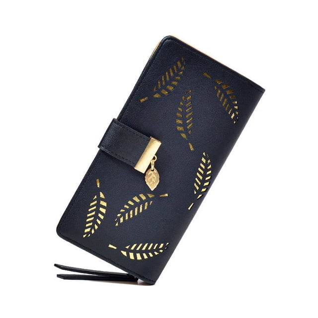 Jumpingount Cartera larga clásica y duradera para mujer hecha de cuero PU Cartera para mujer Cartera para mujer Monedero Carteras negro