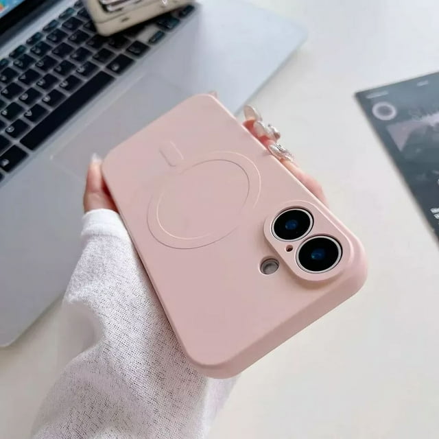 Tasnim For Apple iPhone 16 Plus Magnetic Case with HaloLock Shockproof Protective Silicone Cover - Pink