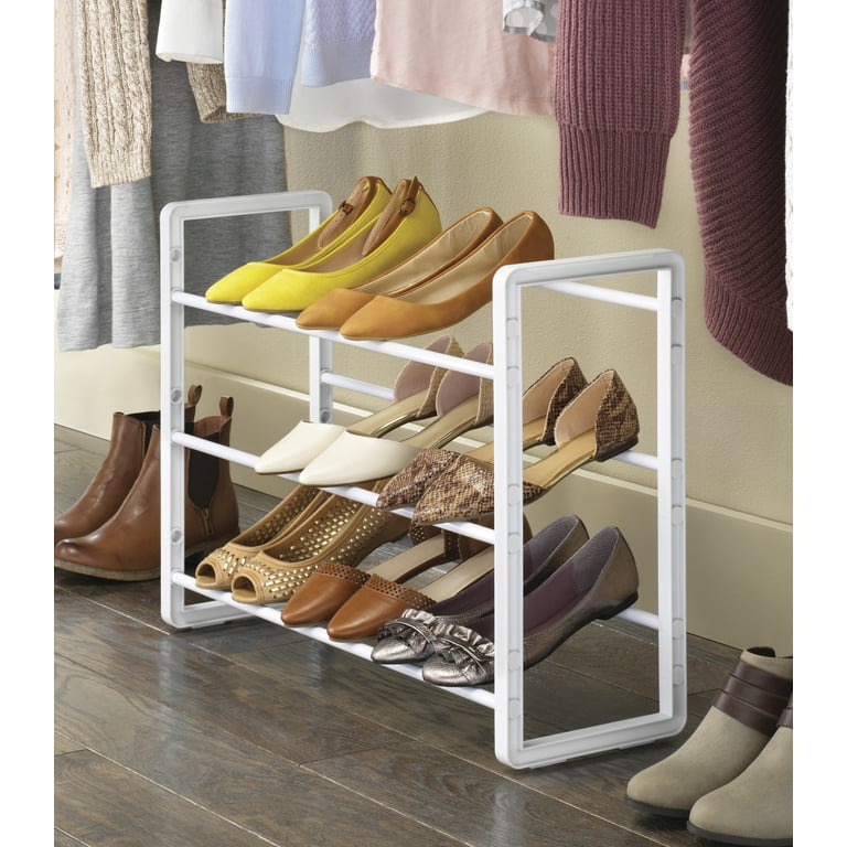 Whitmor 2-Tier, White Expandable and Stackable Shoe Rack