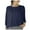 Dark Blue, variant on Women's 3/4 Sleeve Tunic Tops Casual Loose Fit Floral Blouses Mesh Pleated Layered Shirt