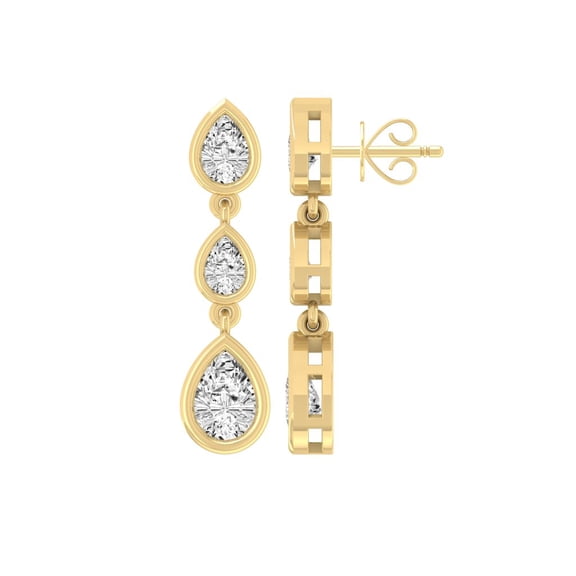 ARAIYA FINE JEWELRY 14K Yellow Gold Pear-Shape Lab Grown Diamond Dangle Earrings (1 1/2 Cttw, D-F Color, VS1 Clarity)