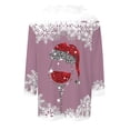 thumbnail image 5 of Women Christmas Outfit Women's Autumn Winter V Neck Long Sleeve T-Shirt with Festive Holiday Print Design for Casual Wear Pink S, 5 of 5