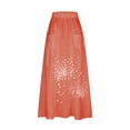 thumbnail image 4 of Summer Dresses for Women 2025 Viikei Pleated Skirt in Cotton Fabric,Women's Printed Elastic Waistband Pleated Pocket Skirt With Mid Calf Skirt Orange S, 4 of 5