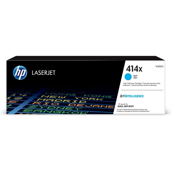 HP 414X High Yield Cyan Original LaserJet Toner Cartridge, ~6,000 pages, W2021X